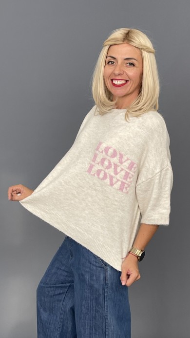 Sweter beż LOVE A027