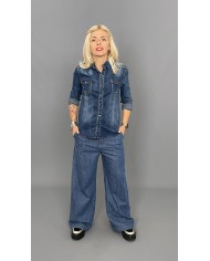 Koszula jeans na zatrzaski S do XL A035