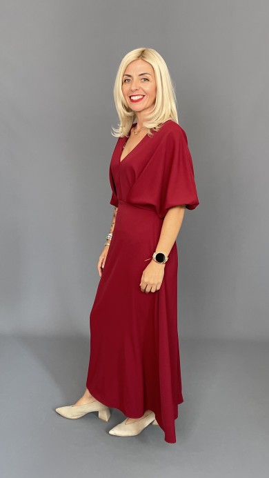 Sukienka elegancka a la księżna bordo A068