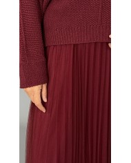 Sukienka komplet sweter tiul bordo A82