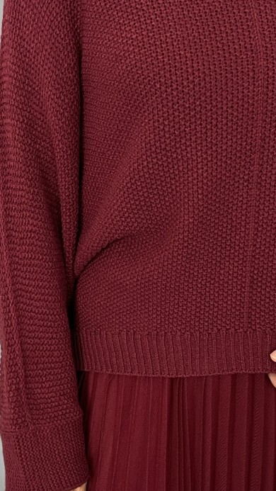 Sukienka komplet sweter tiul bordo A82