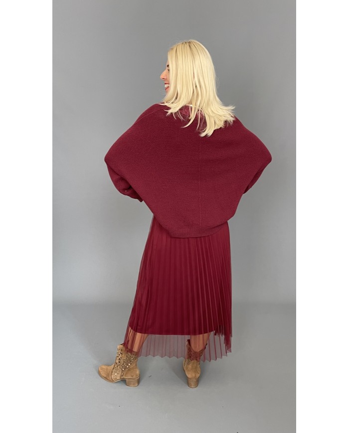 Sukienka komplet sweter tiul bordo A82