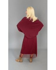 Sukienka komplet sweter tiul bordo A82