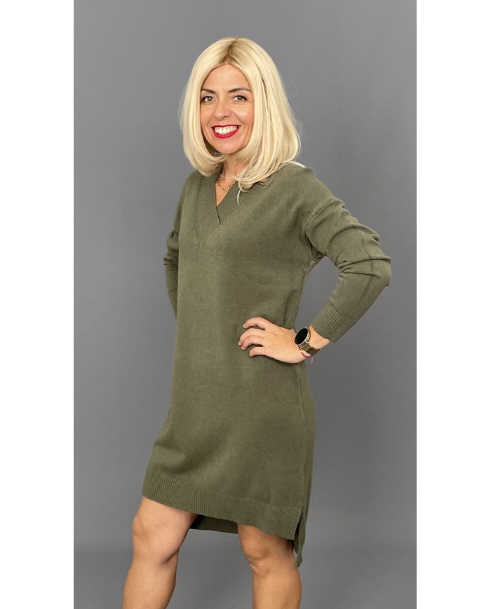 Sukienka sweter khaki A104