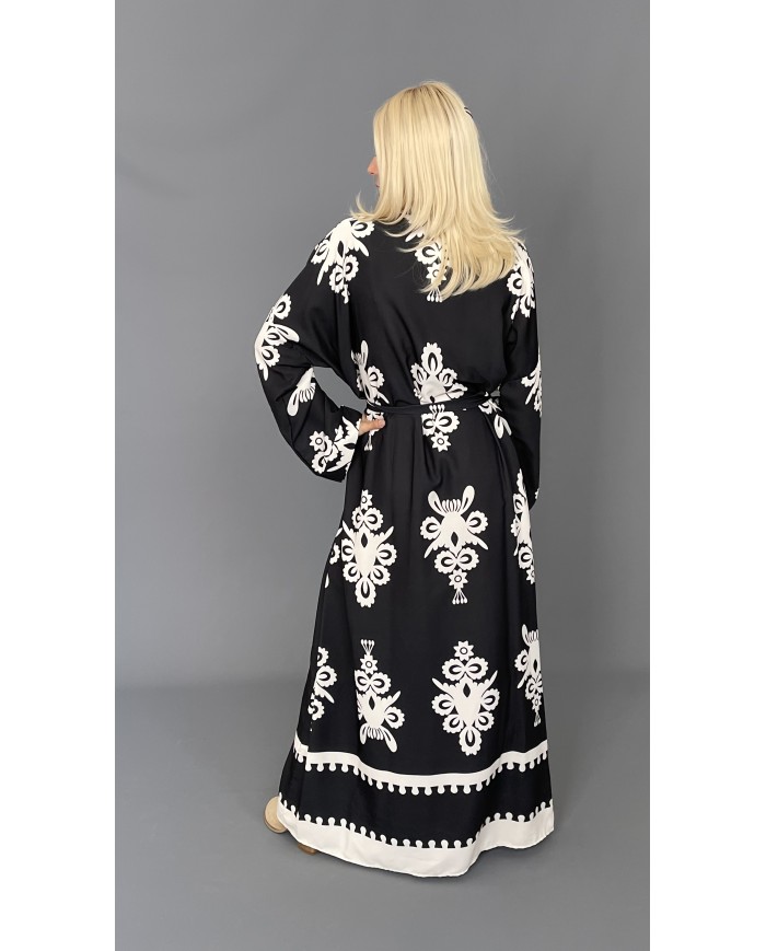 Sukienka BOHO satyna czarna A105