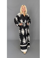 Sukienka BOHO satyna czarna A105