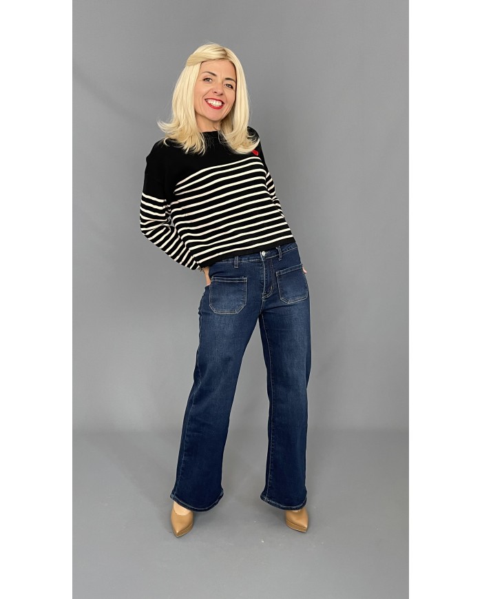 Spodnie szeroka nogawka jeans P016