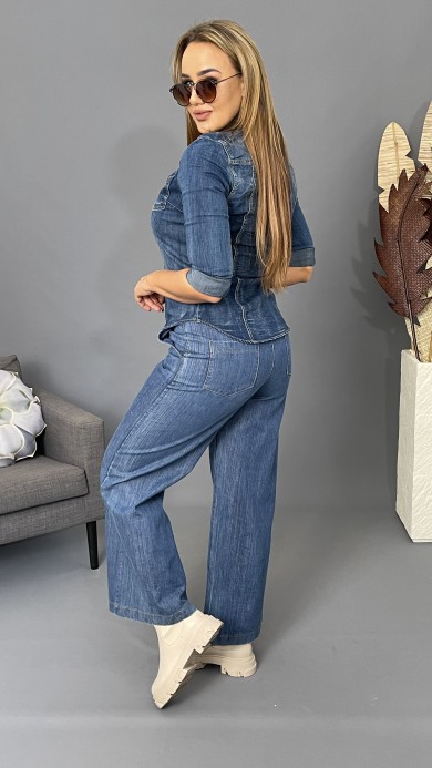 Koszula jeans na zatrzaski S do XL A035