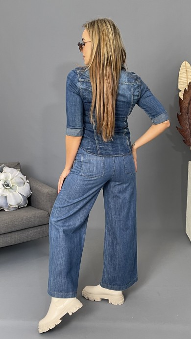 Spodnie jeans szeroka nogawka A006