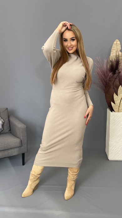 Sukienka sweter maxi długa szara P011